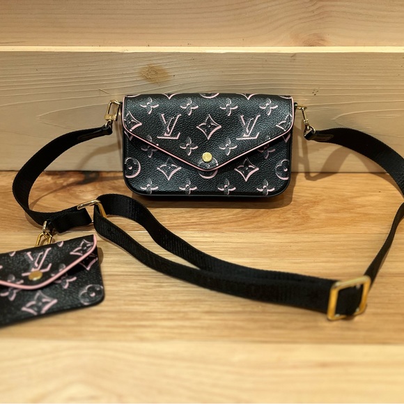 Louis Vuitton Multi Pochette Felicie Bag Crossbody M81471 Black Pink - Picture 1 of 10